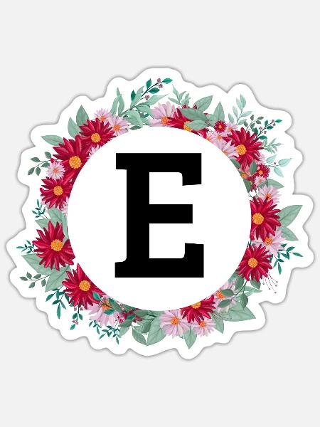 Buchstabe e Blumenkranz - Sticker Größe S (10 x 10 cm) - Mattweiß