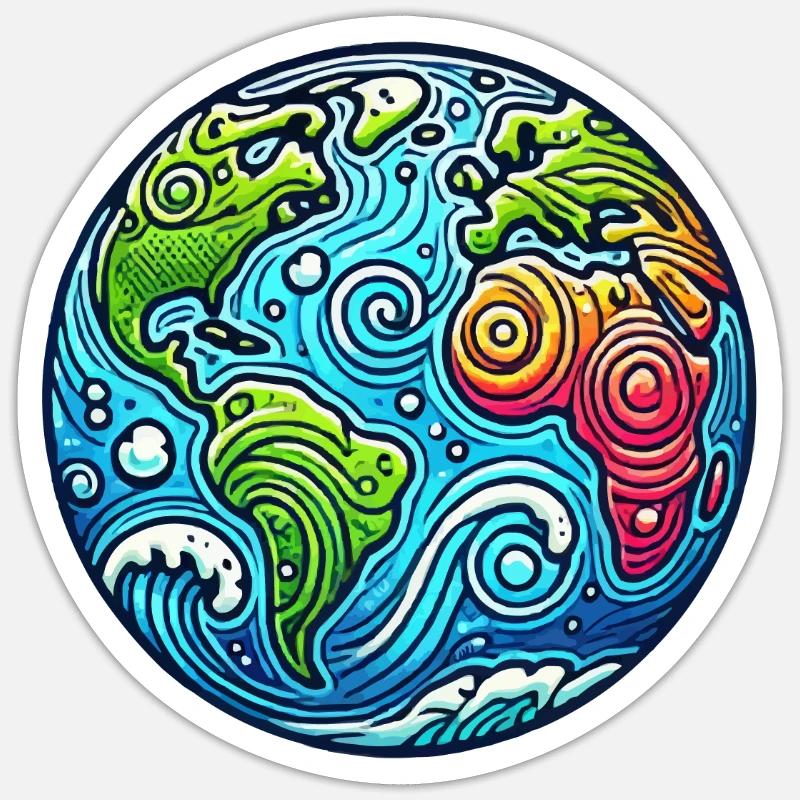 Planète Terre - Sticker taille S (10 x 10 cm) - blanc mat