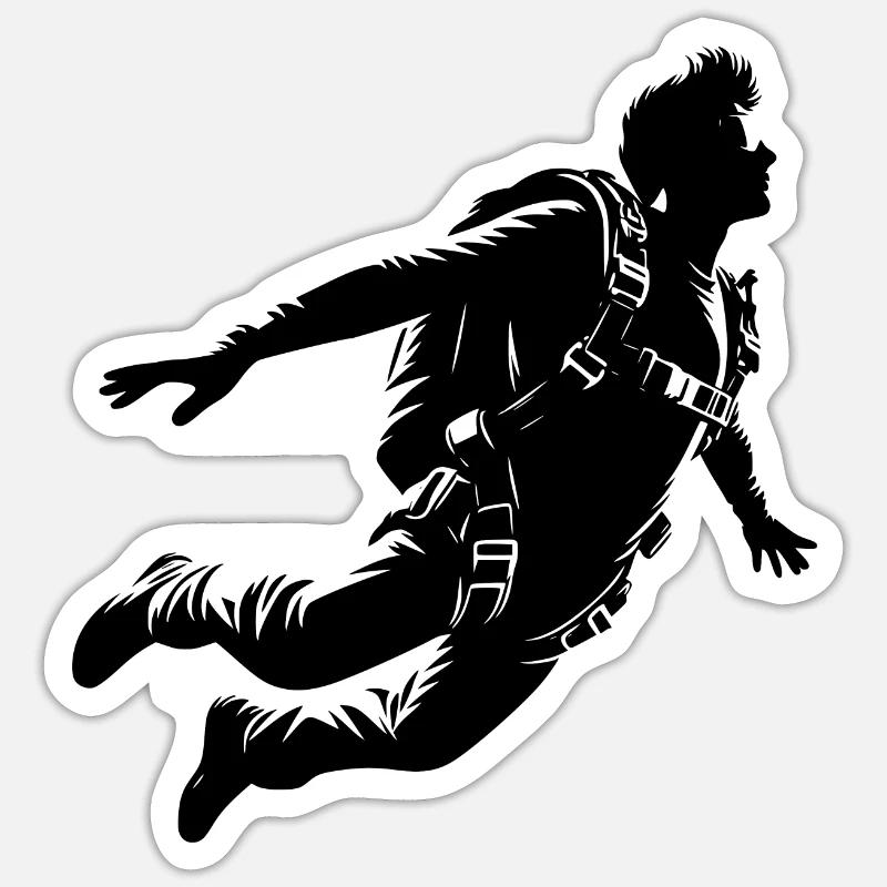 Parachutisme cool - Sticker taille S (10 x 10 cm) - blanc mat