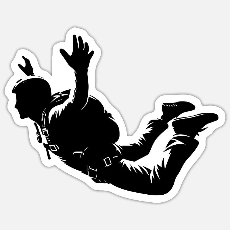 Skydiving Man Jumping Flight - Sticker size S (10 x 10 cm) - white matte