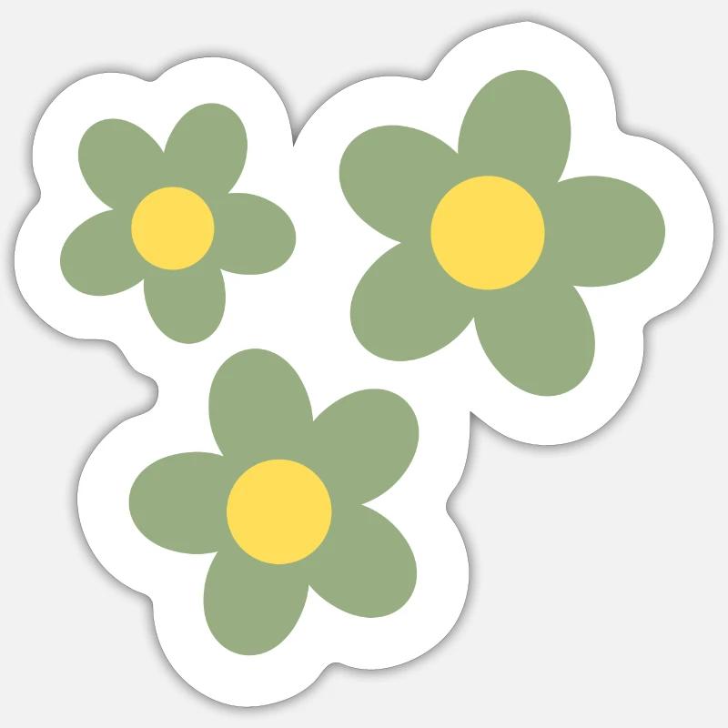 Green Bloom - Sticker taille S (10 x 10 cm) - blanc mat