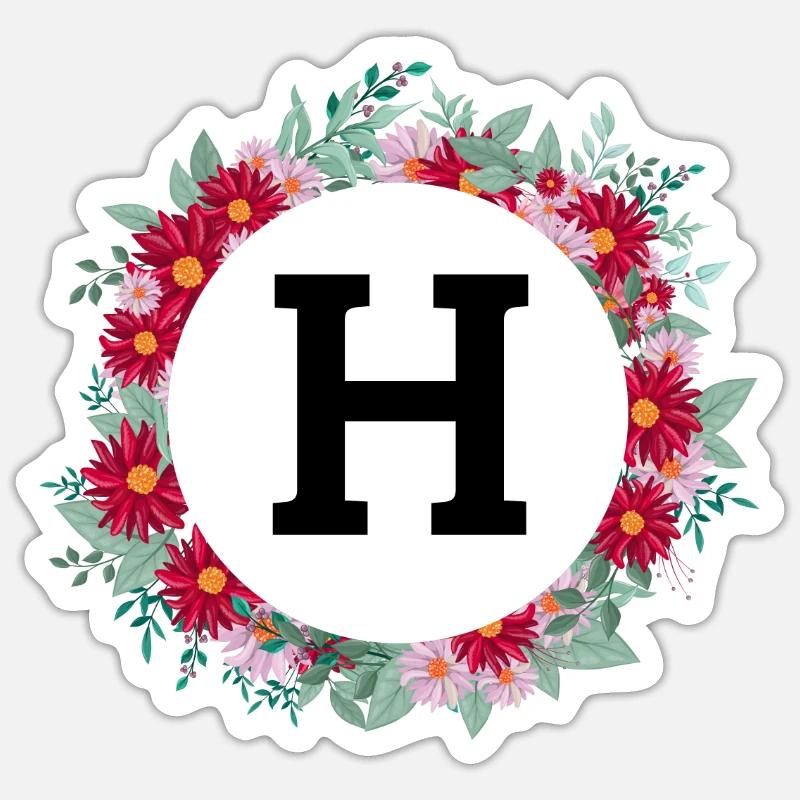 Buchstabe h Blumenkrone - Sticker Größe S (10 x 10 cm) - Mattweiß