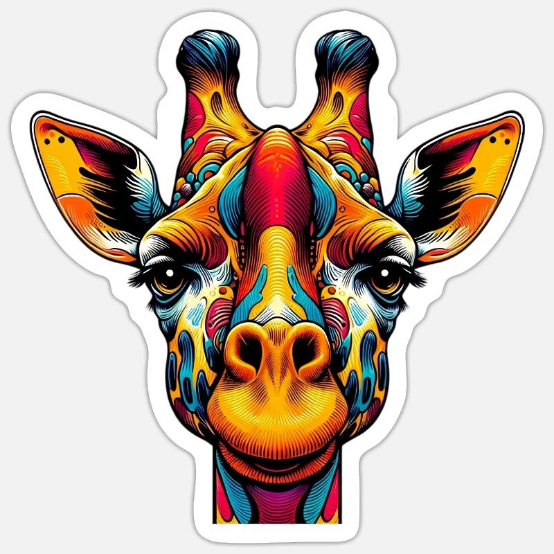 Giraffe - Sticker Größe S (10 x 10 cm) - Mattweiß