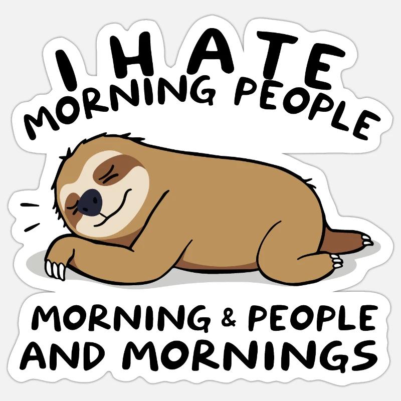 Charming Sloth Dreaming on Leaf - Sticker size S (10 x 10 cm) - white matte