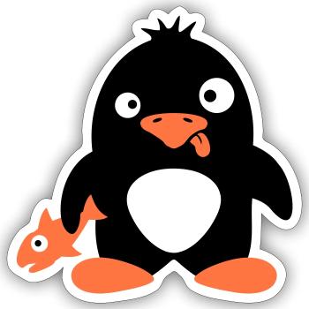 Funny Penguin Fish Caught Crazy Stupid Doofy - Sticker size S (10 x 10 cm) - white matte - Front