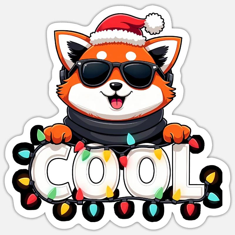 Panda roux cool - Sticker taille S (10 x 10 cm) - blanc mat