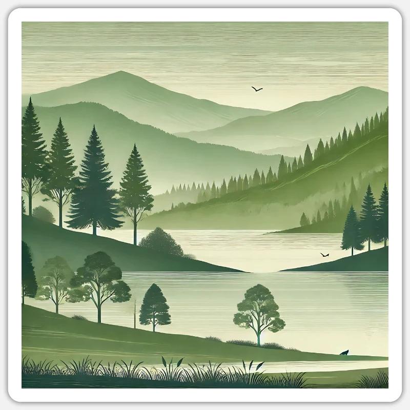 Mountain panorama - Sticker size S (10 x 10 cm) - white matte