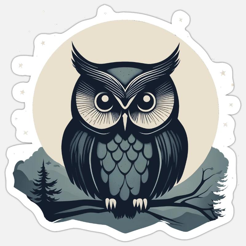 StilisierteEule - Sticker Größe S (10 x 10 cm) - Mattweiß