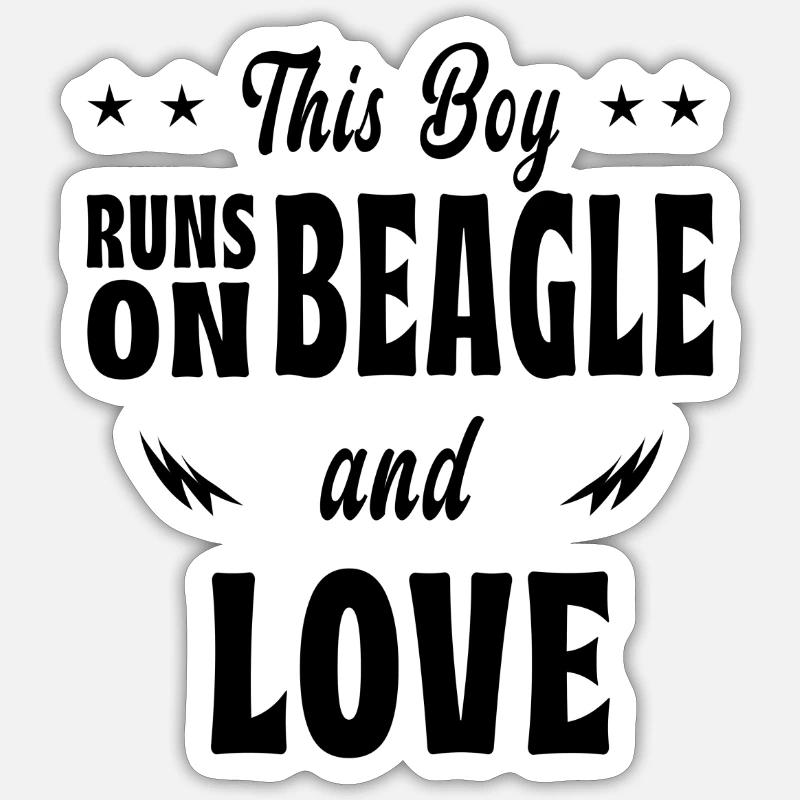 This boy beagle design - Sticker size S (10 x 10 cm) - white matte