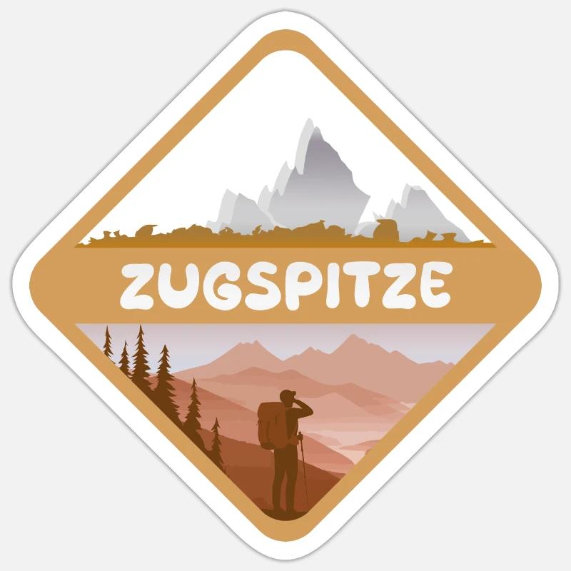 Zugspitze - Sticker taille S (10 x 10 cm) - blanc mat