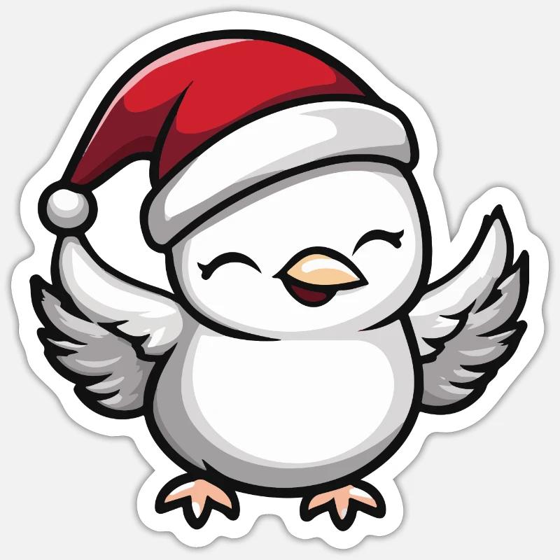Colombe oiseau Noël mignon - Sticker taille S (10 x 10 cm) - blanc mat