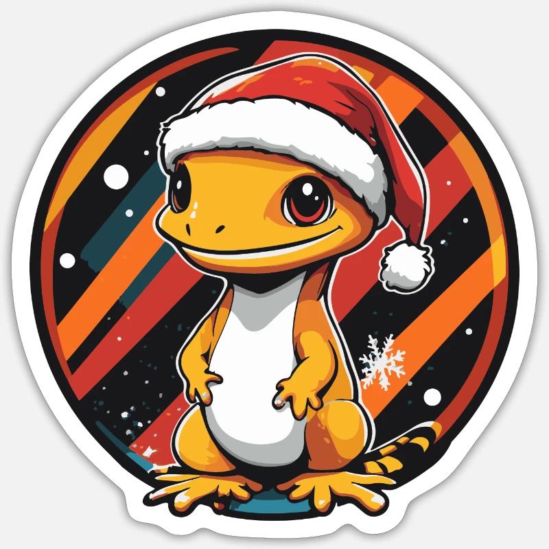 Noël Lizard Noël - Sticker taille S (10 x 10 cm) - blanc mat