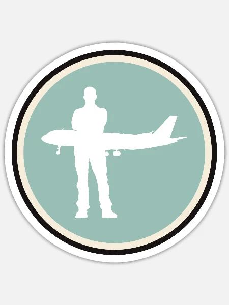 Flugbegleiter Flugzeug - Sticker Größe S (10 x 10 cm) - Mattweiß