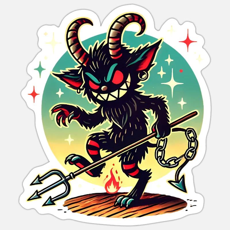 Krampusnacht Sei brav oder Vorsicht Sticker Größe S (10 x 10 cm)