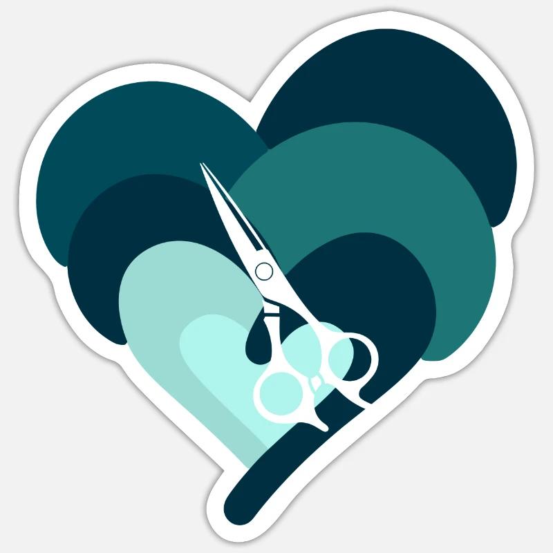 Coiffeur Ciseaux Coupe de cheveux Sticker taille S (10 x 10 cm)