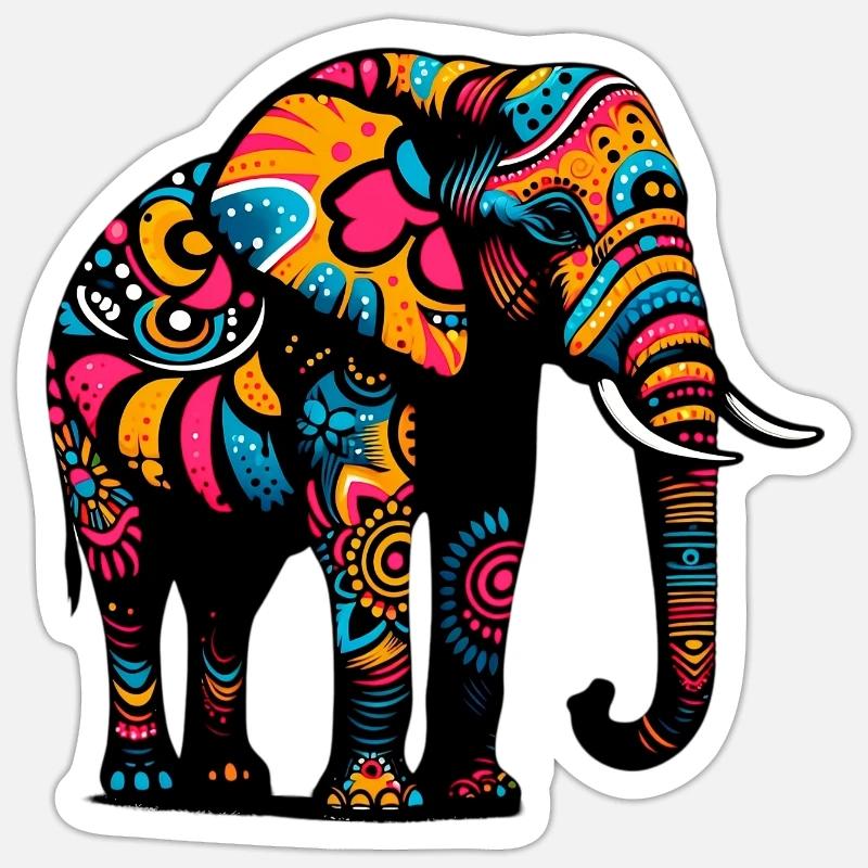 Éléphant - Sticker taille S (10 x 10 cm) - blanc mat