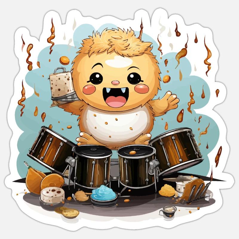 Le percussionniste pointu - Sticker taille S (10 x 10 cm) - blanc mat