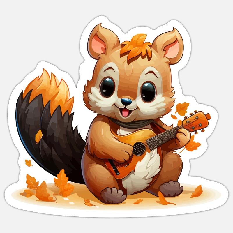 Das Akkordeon-Eichhörnchen - Sticker Größe S (10 x 10 cm) - Mattweiß