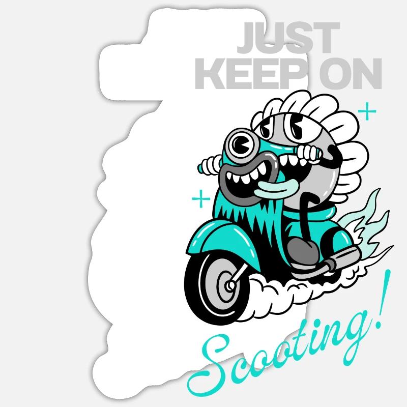 Just Keep On Scooting – Comic Scooter Fun Sticker size S (10 x 10 cm)