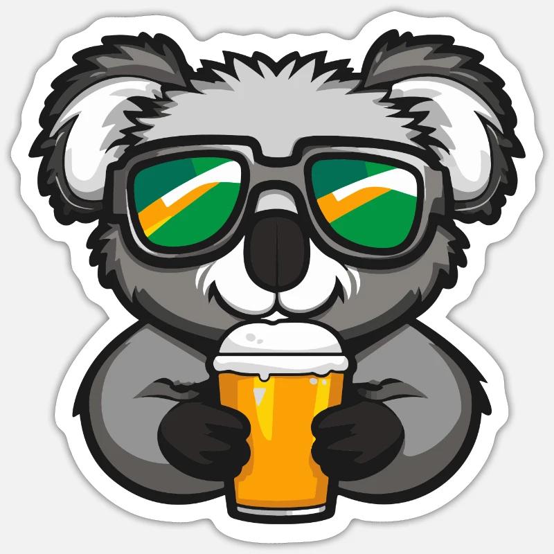 Koala Ski Bier - Sticker Größe S (10 x 10 cm) - Mattweiß