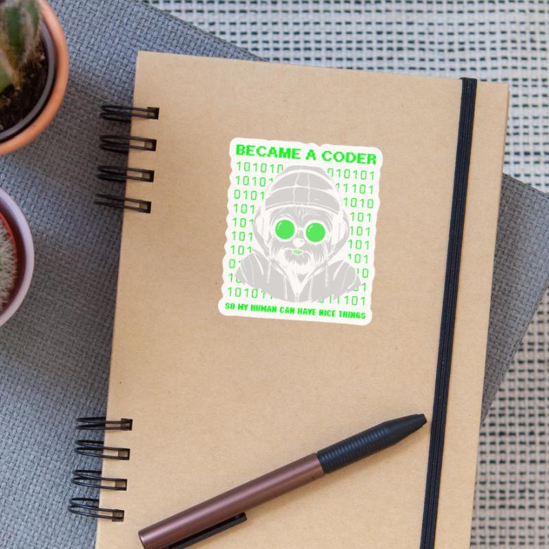 Became a Coder – Cyber Dog Binary Sticker Größe S (10 x 10 cm)