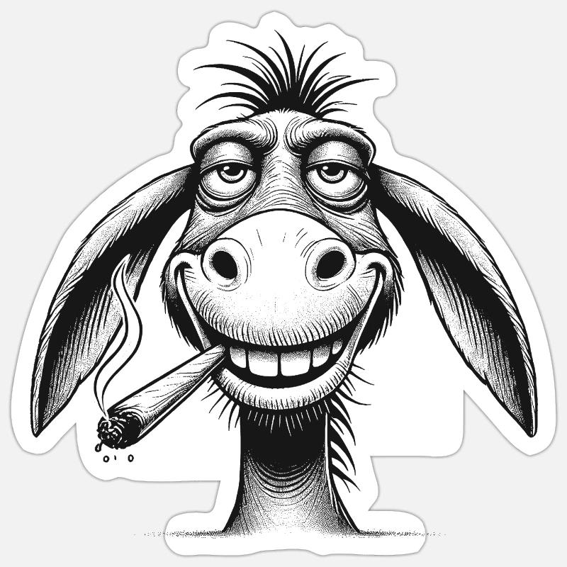 Donkey - Sticker size S (10 x 10 cm) - white matte