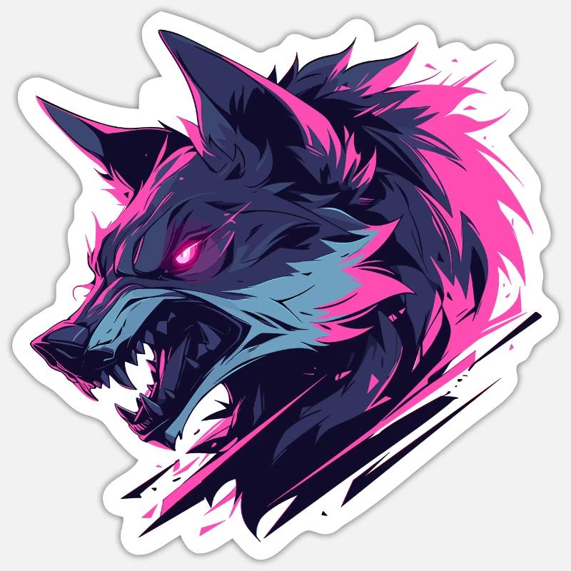 Brightly Colored Ferocious Wolf Sticker size S (10 x 10 cm)