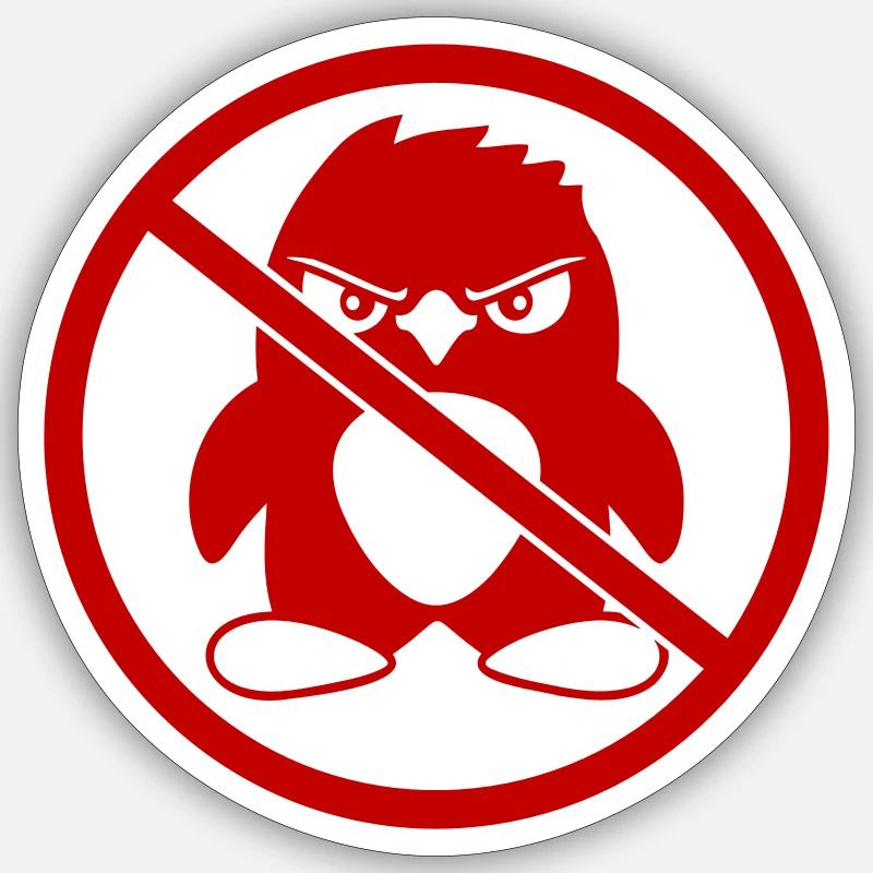 Pas de pingouin maléfique Zone interdite Avis de panneau Sticker taille S (10 x 10 cm)