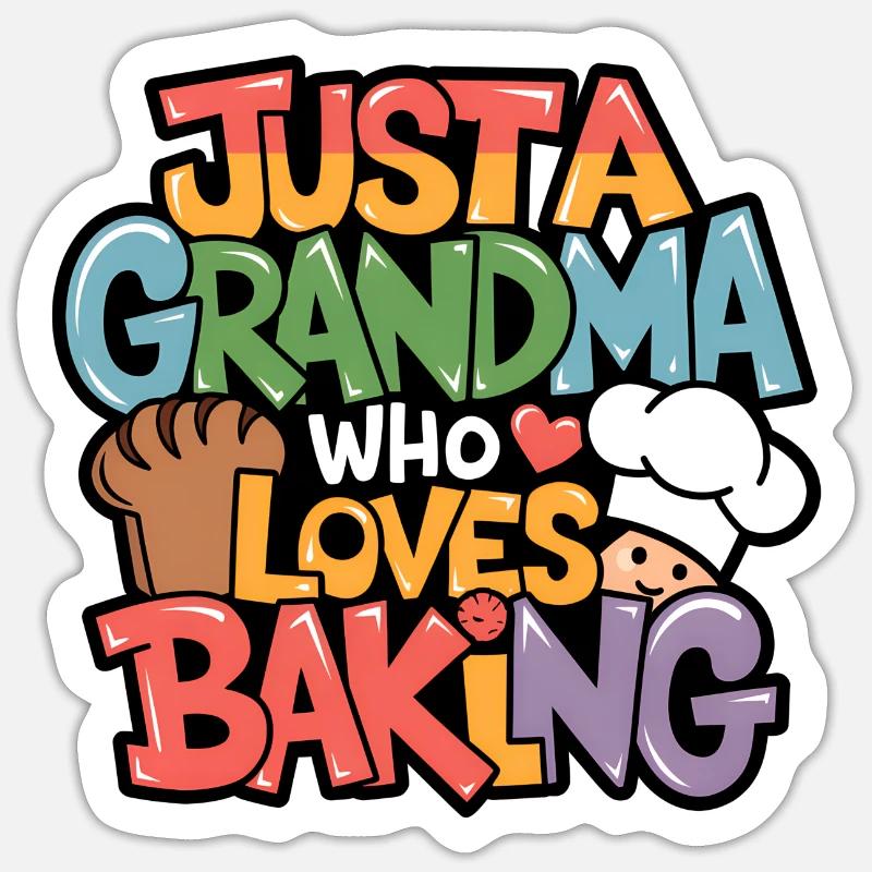Oma backt gerne Großmutter ist Bäckerin Sticker Größe S (10 x 10 cm)