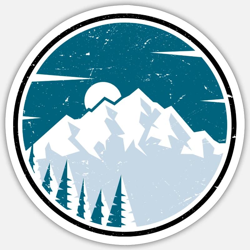 Winter Peak Circle Forest - Sticker size S (10 x 10 cm) - white matte