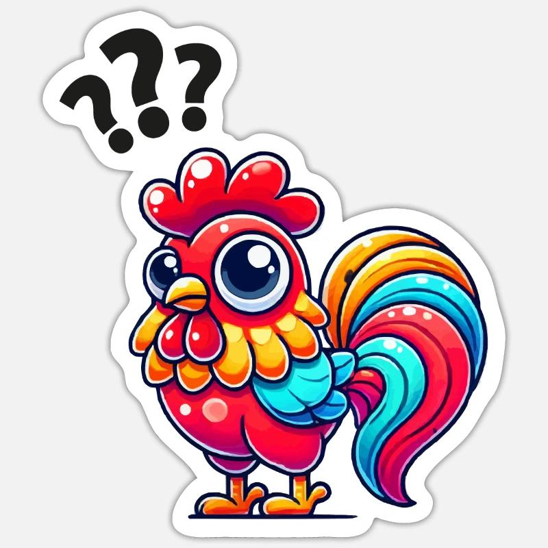 Coq Coq point d’interrogation Sticker taille S (10 x 10 cm)