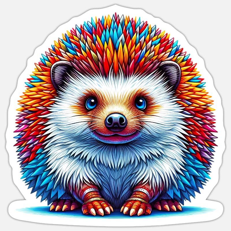 Hérisson - Sticker taille S (10 x 10 cm) - blanc mat