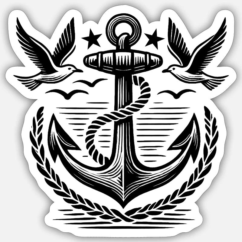 Logo de l’ancre Seagulls - Sticker taille S (10 x 10 cm) - blanc mat