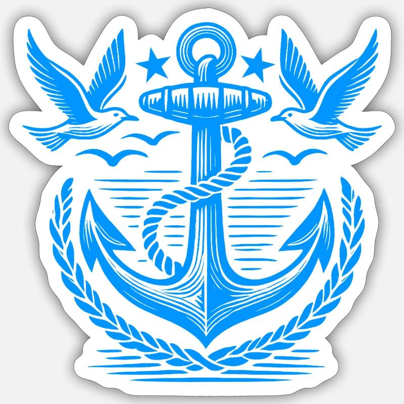 Anchor Seagulls Logo - Sticker size S (10 x 10 cm) - white matte