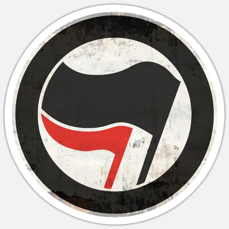 ANTIFA - Sticker taille S (10 x 10 cm) - blanc mat