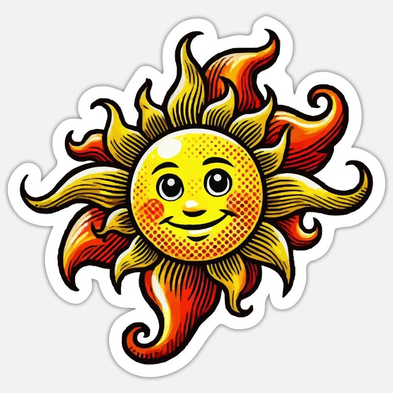 Sonne - Sticker Größe S (10 x 10 cm) - Mattweiß