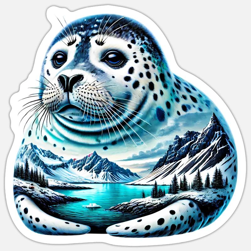 Phoque - Sticker taille S (10 x 10 cm) - blanc mat
