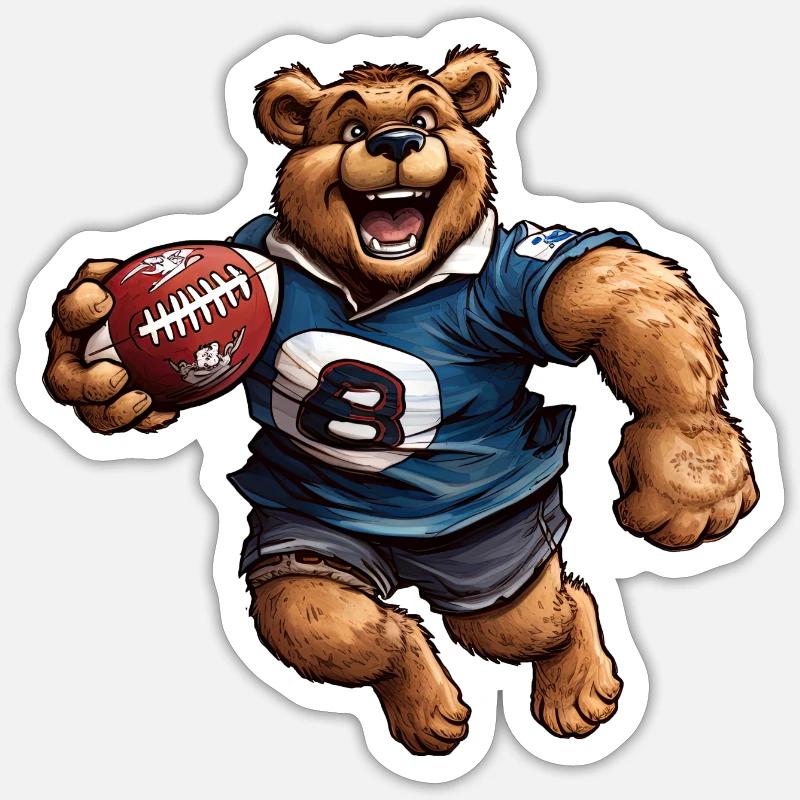 Bear Rugby Player Sticker size S (10 x 10 cm)