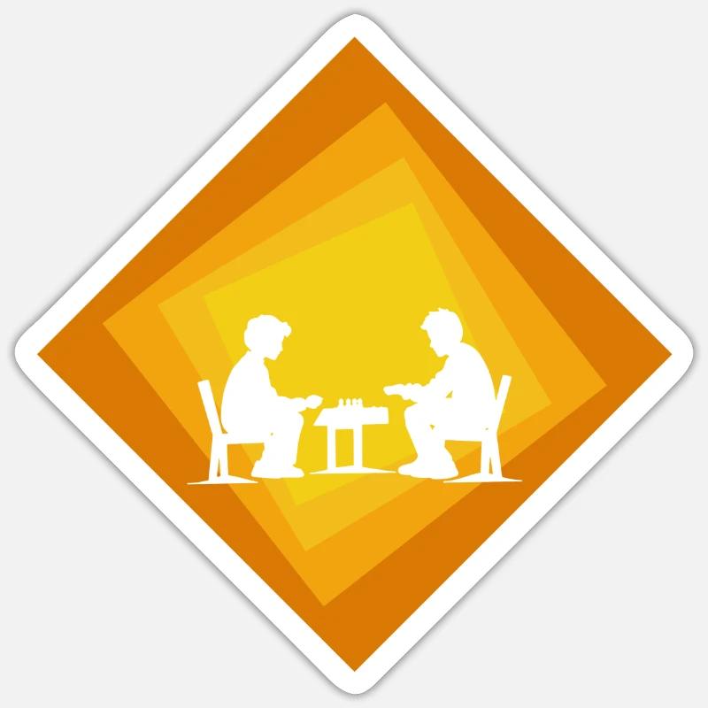 Brettspiele Spieleabend Schach - Sticker Größe S (10 x 10 cm) - Mattweiß