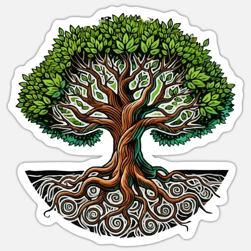 baum des lebens - Sticker Größe S (10 x 10 cm) - Mattweiß