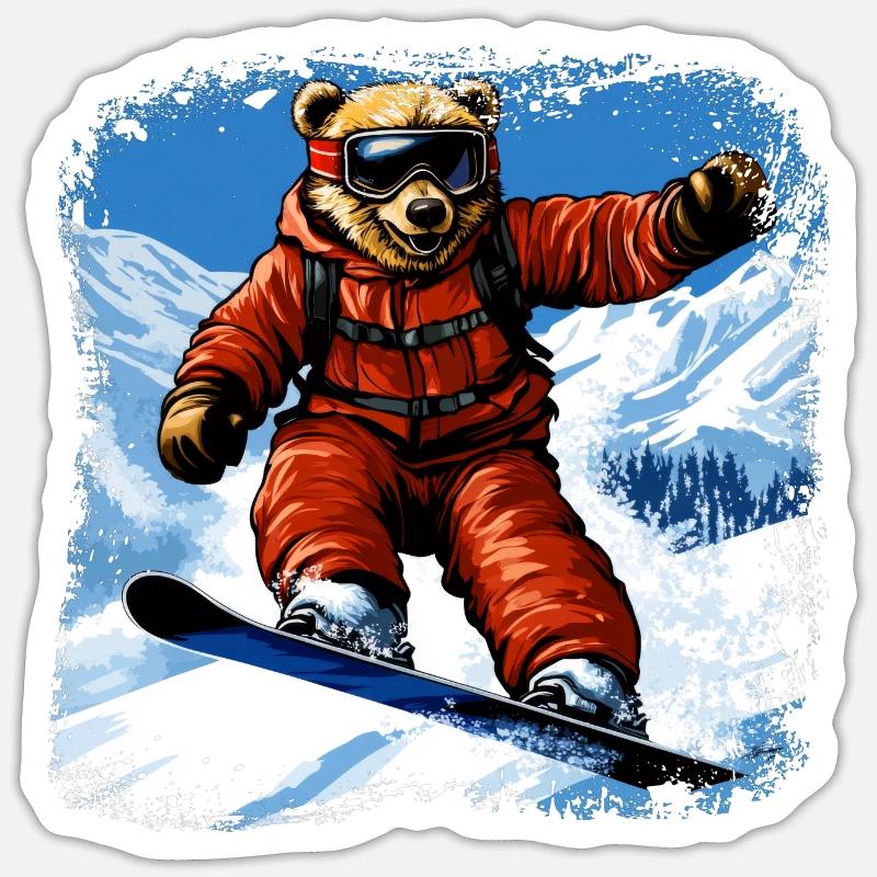 Bear Snowboard - Sticker size S (10 x 10 cm) - white matte