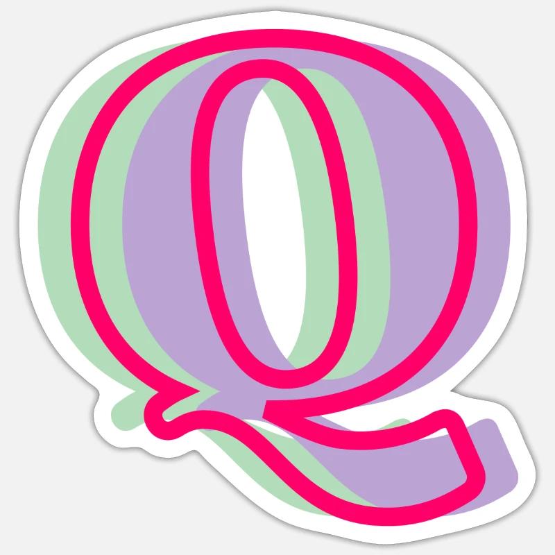 Multi-coloured letter q - Sticker size S (10 x 10 cm) - white matte