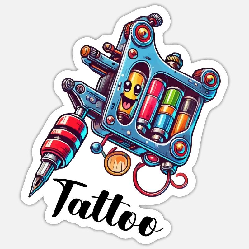machine à tatouer - Sticker taille S (10 x 10 cm) - blanc mat