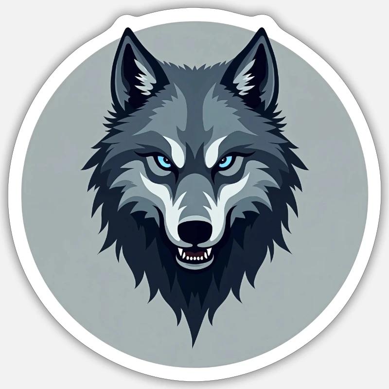 Gray Wolf Circular Design Sticker size S (10 x 10 cm)