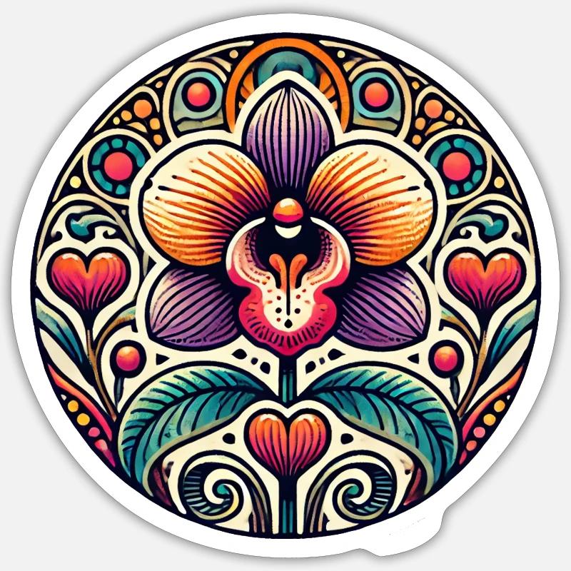 Orchidee - Sticker Größe S (10 x 10 cm) - Mattweiß