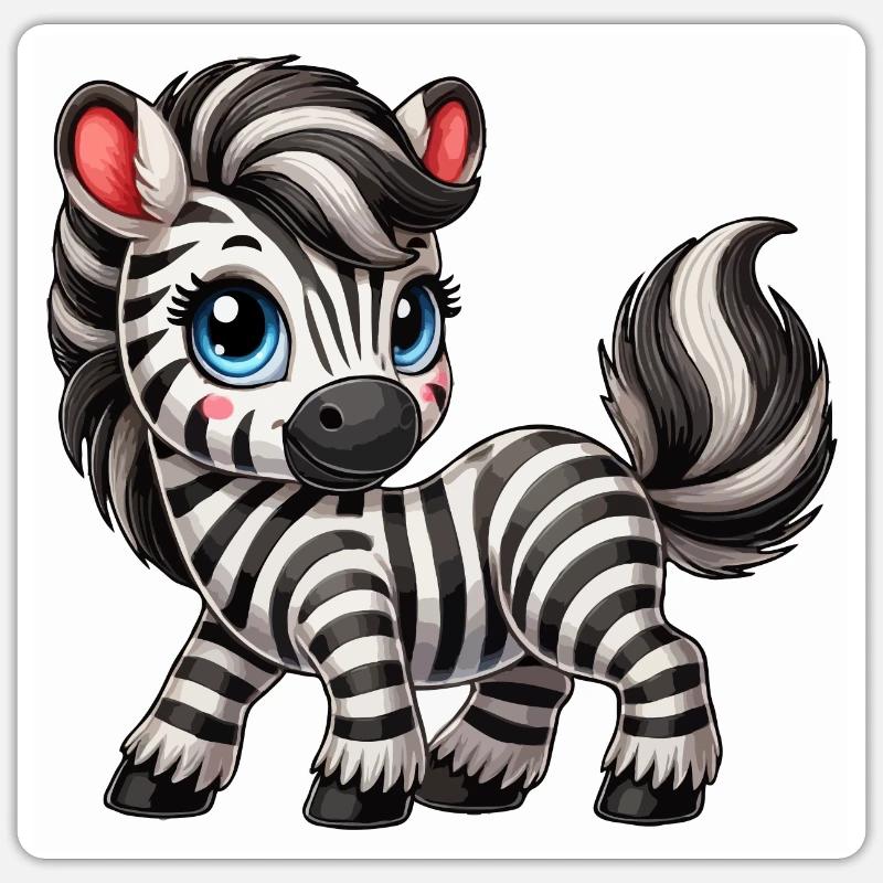 Zebra-Kind - Sticker Größe S (10 x 10 cm) - Mattweiß
