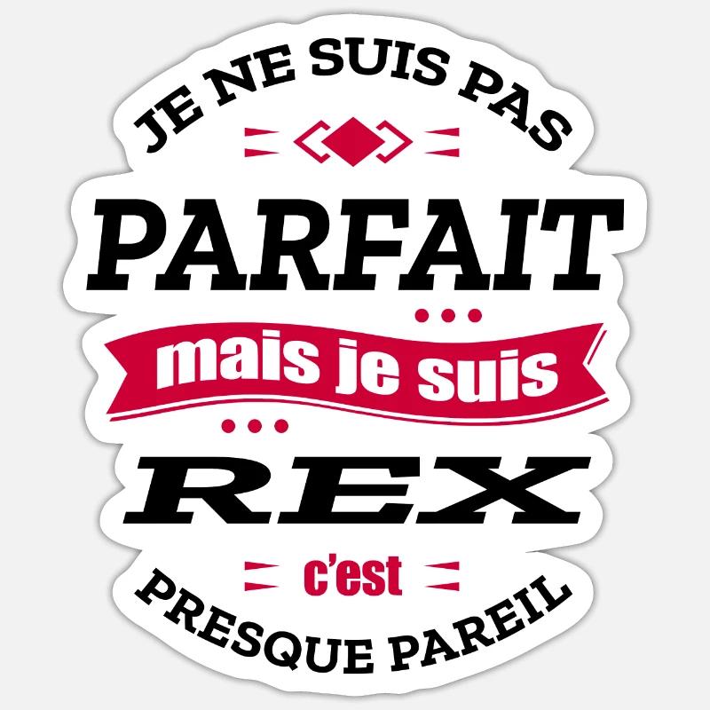 REX PARFAIT - PRENOM REX - Sticker taille S (10 x 10 cm) - blanc mat