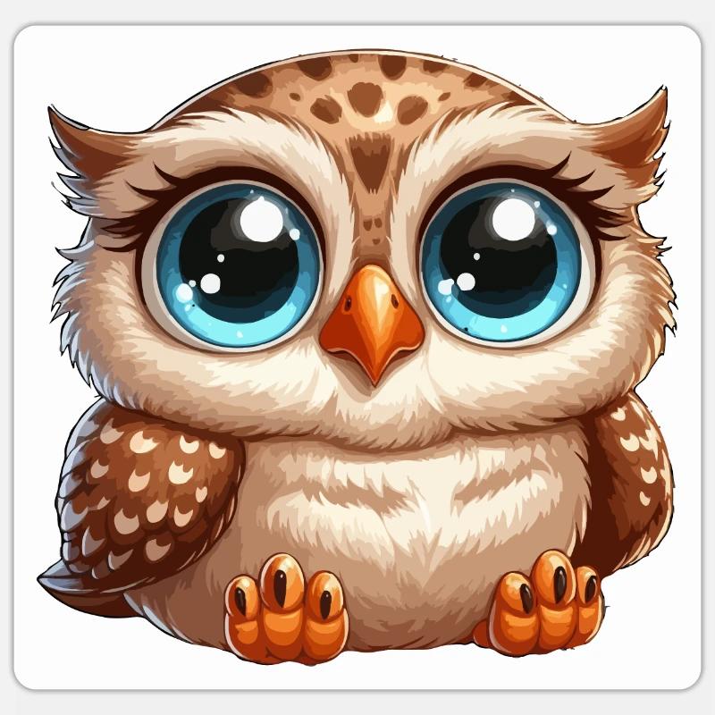 Eule - Sticker Größe S (10 x 10 cm) - Mattweiß