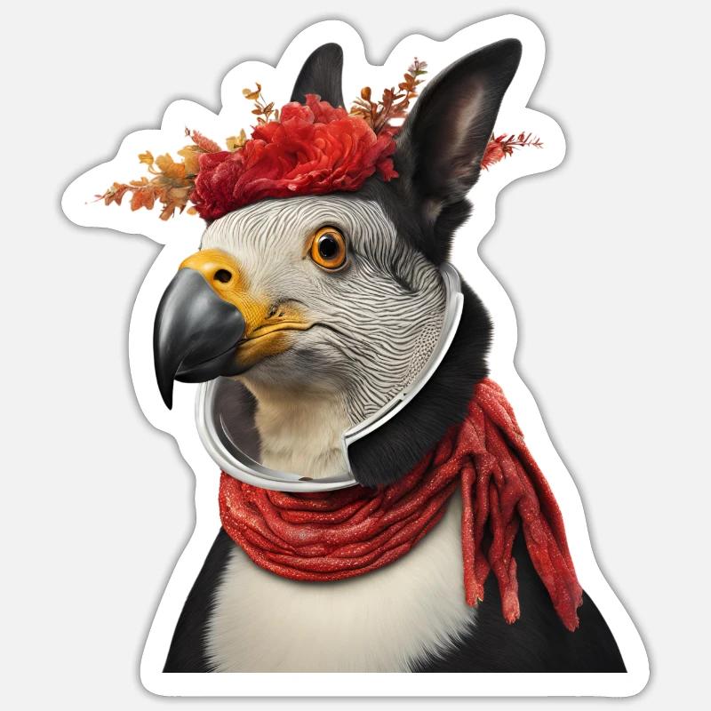 Lebendiges mythisches Vogel-Hybrid-Design - Sticker Größe S (10 x 10 cm) - Mattweiß