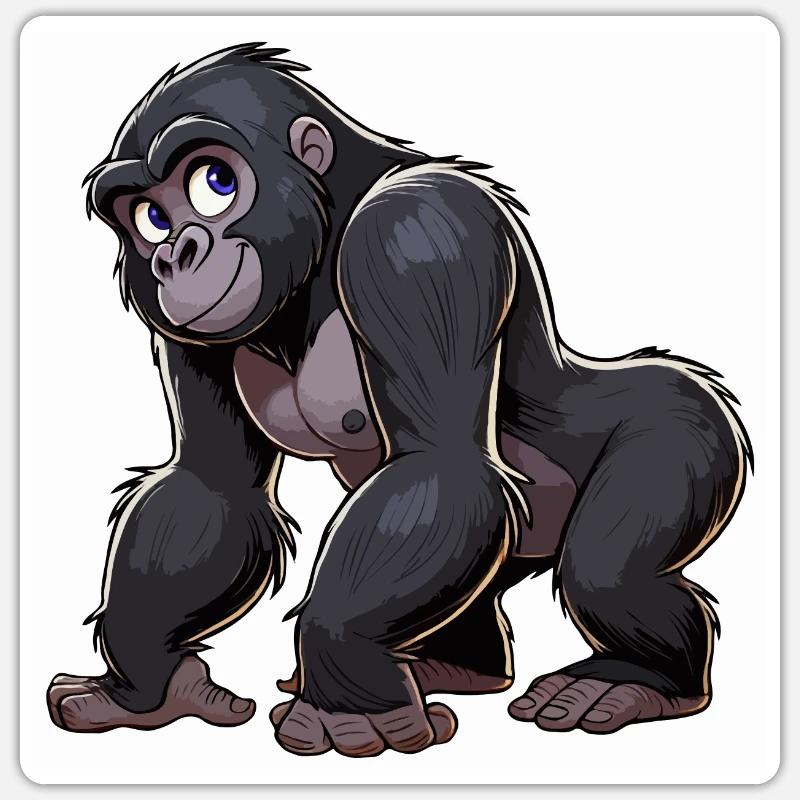 Gorille ma - Sticker taille S (10 x 10 cm) - blanc mat